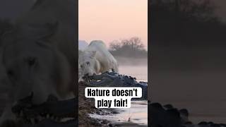 Albino Lion vs Alligator - Nature’s Rare Standoff #AlbinoLion #WildlifeShorts #animals  #Shorts