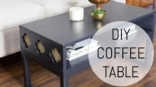 DIY Coffee Table with Cane Cut-Outs