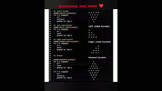 Pattern Programs #pythonprogramming #computerscience #coding #shortsvideo