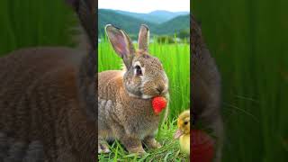 Cute Bunny 🐰 & Duckling 🐥 Picnic Ever! 🍓 #shorts #cuteanimals #petparadise