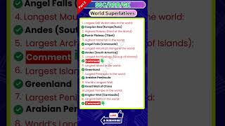 Most Asked World Superlatives in SSC & Railway Exams | 1-Minute GK | Part 2 #shorts  #viral