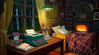 Cozy Rainfall on Window 🌧 1940s Oldies Playing in Another Room for Relaxation | Distant Oldies Radio