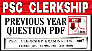 psc clerk previous year question paper|wbpsc clerk previous year question answer|PSC clerkship