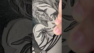 #carving an Awesome Possum… #printmaking #satisfying #linoleum #studioday #art #fyp