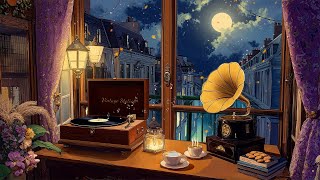 it's cozy night in 1940's oldies playing in another room