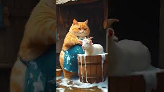 Cat rescue a goat ! #rescue #rescueanimals #rescuecats #goat #rescuegoat #rescuestory