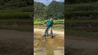 Crossing Flooded Road with  wooden stick #shortsvideo
