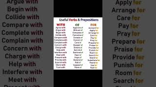 Useful verbs and prepositions #verbsinenglishgrammar #preposition #youtubeshort