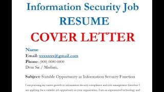 Resume Cover Letter | Information Security Job