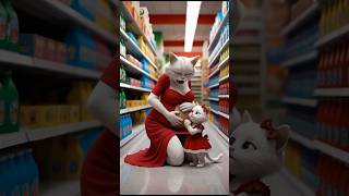 PREGNANT MOM CAT'S SHOCKING REACTION to Kitten Supermarket Antics!😻🎯 #cat #catlover #shorts  #funny