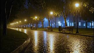 Heavy Rain Sounds from My Night Park Walk – Fall Asleep Fast, Calm Your Mind & Reduce Stress