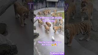 Tiny Cat Makes 15 Tigers Run Away 😱🔥 | The Fearless Cat vs The Tiger Army #AnimalShortsUSA #usa
