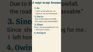 5 ways to say "because"    #toeflwritingtips   writing tips