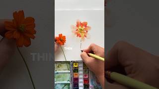 Orange🔥Flower in 5 Minutes!!! #watercolorforbeginners #watercolorpainting #painting