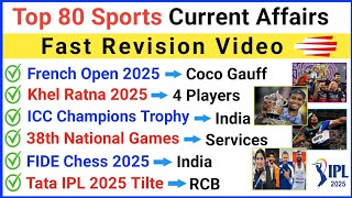 Sports Current Affairs 2025 | Last 6 Months Current Affairs 2025 | Sports 2025
