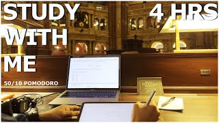 4 Hours At the Most Beautiful Library| Pomodoro 50/10 | Study with me no Music| Mindful Studying