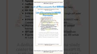 List of Documents for WBHRB PHARMACIST 2025 | WBHRB Pharmacist Recruitment 2025 | Pharmacist Tanyeem