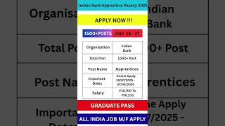 Indian Bank New Vacancy 2025Apply Now #applynow#ssc#governmentjobs#bankjobs#ibps