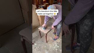 かわいいテーブルセットのリメイク😍 #diy #家具のリフォーム