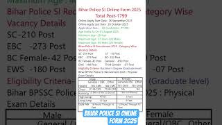 Bihar Police SI Recruitment 2025 || bihar police recruitment 2025 || bihar police si 2025 | #vacancy