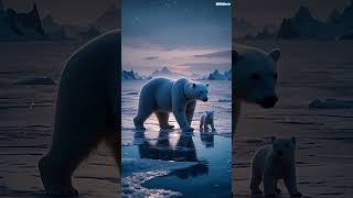 Polar Bear Mom & Cub ❄️🐻‍❄️ Arctic Journey. # PolarBear #  #ArcticWildlife # #NatureBeauty #