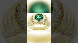 10K 14K 18K 20K Real Gold 2ct Mens Emerald Rings Round Cut Emerald Ring for Men Thumb Men Gold Ri...