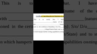 Certificate regarding Physical limitations to write exam , scribe PWBD candidates #yt #shorts #pwbd