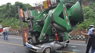 Heavy loaded cement mixing truck rollover to the car | Tricky Trucks