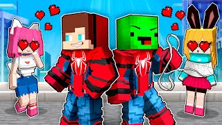 GIRLS FALL in LOVE with JJ and Mikey SPIDER MAN in Minecraft - Maizen