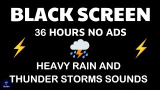 🔴 Heavy Rain and Thunder Sounds for Sleeping - Black Screen | Perfect Thunderstorm for Rest, Live