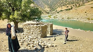 Building a Stone Shelter in the Mountains with Oak Wood, Berko Bread, and a Mother’s Hope