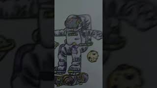 Drawing Astronout on skateboard🛹👨‍🚀#shorts