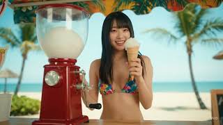 【AI生成】海の家でかき氷を作るビキニの日本人女性アイドル