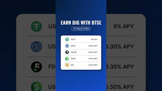 Earn BIG with BTSE! 💰 Stake your assets on #BTSE today, and you could earn up to 9% APY on #stableco