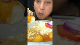 BIGBITE | EATING BASMATI RICE WITH EGG CURRY 🔥 #mukbang #asmrsounds #shorts #eggcurry