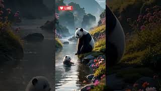 🐼 Adorable Panda Cub Moments. 🐼 #Panda#  #PandaCub# #NatureLovers#  #PandaFamily#