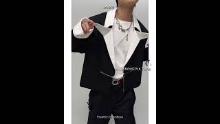 Deconstructed Black-White Cropped Blazer - Metallic Zipper Jacket