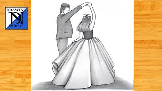 Romantic Dancing Couple Drawing -Step by Step || Pencil Sketch for Beginners || Couple Drawing