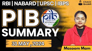 PIB for RBI Grade B 2024: 31st MAY, 2024