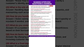Banking Interview Questions and Answers | Interview Questions and Answers for Bankers