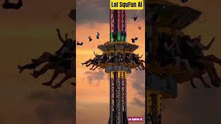 Sunset Thrills: Riding the Drop Tower into the Golden Hour🎡🎢 #ai #viralvideos #shorts #themepark