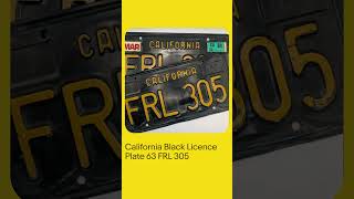 California Black Licence Plate '63 FRL 305