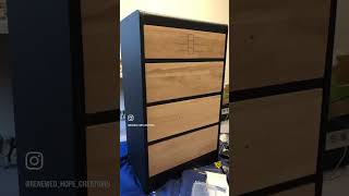 Antique waterfall dresser painted black with new modern update. #refinishedfurniture #upcycled #diy