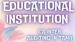 EDUCATION INSTITUTIONS⚡ DIFFERENT TYPES OF ENTITIES IN TAMIL 🔥 CA INTER AUDITING IN TAMIL ⚡