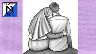 How to Draw a Couple Hugging Step by Step 👫 || Pencil Sketch For Beginners || Couple Drawing