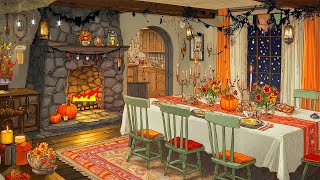 Warm Wonderful Autumn🍂 Oldies Playing in Another Room | Cozy Halloween Night Ambience for Relaxation