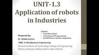 Applied Robotics|Task Description|Teaching and Programming|End Effectors|System integration