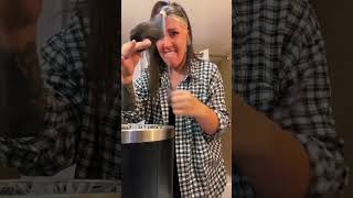 Pt.1 DIY wolf cut in a hotel #wolfcut #diyhaircut #asmr  #bathroomhaircut