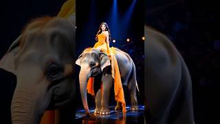 Majestic elephant and a graceful woman shine on the AGT stage!" 🐘✨👗#ElephantOnStage #eliphent