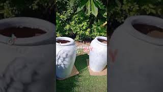 diy - textured pots before & After